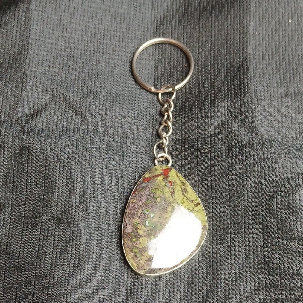 Green Dragon Jasper Semi-Precious Gemstone Keychain